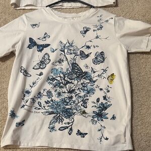 White and Blue Butterfly Tee